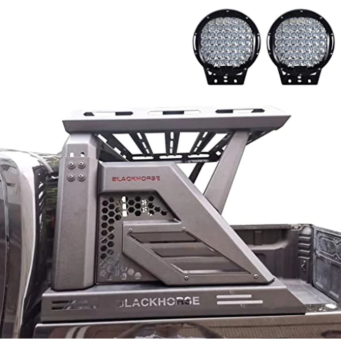 Black Horse Armour II Roll Bar W/Basket Kit Bk Compatible with 00-23 Ram 2500/3500|01-23 Silverado 2500/3500 HD|00-23 F-150|17-23 Titan|01-23 Sierra 1500|07-24 Tundra|01-23 GMC Sierra 1500/2500 HD by Black Horse Off Road - Image 9