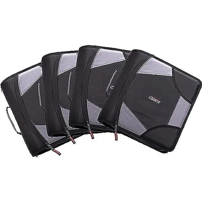 Case-it The King Sized Zip Tab Zipper Binder - 4 Inch D-Rings - 5 Subject File Folder - Multiple Pockets - 800 Sheet Capacity - Comes with Shoulder Strap - Jet Black D-186 (4 Pack) by Case it - Image 1