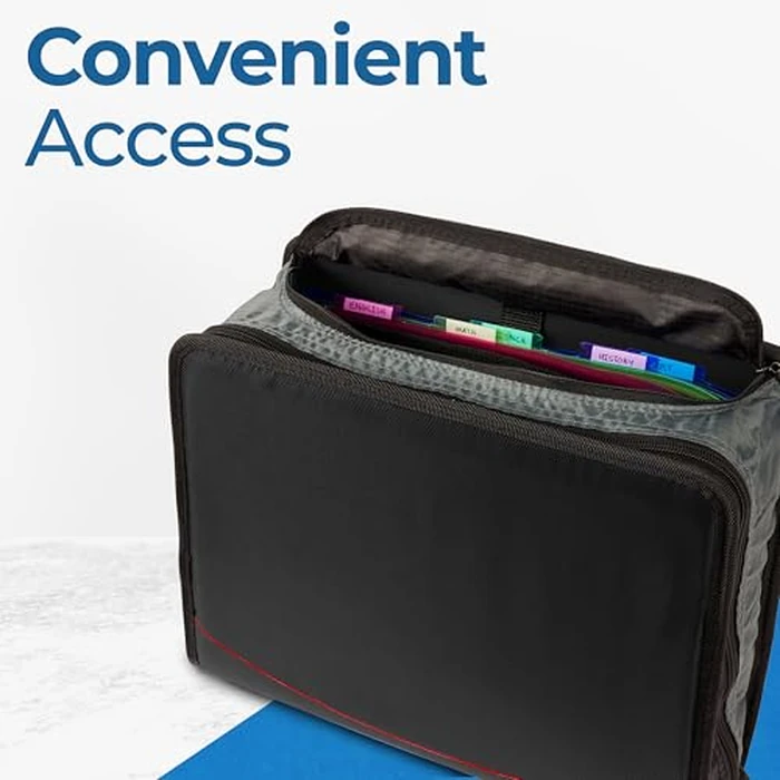 Case-it The King Sized Zip Tab Zipper Binder - 4 Inch D-Rings - 5 Subject File Folder - Multiple Pockets - 800 Sheet Capacity - Comes with Shoulder Strap - Jet Black D-186 (4 Pack) by Case it - Image 3
