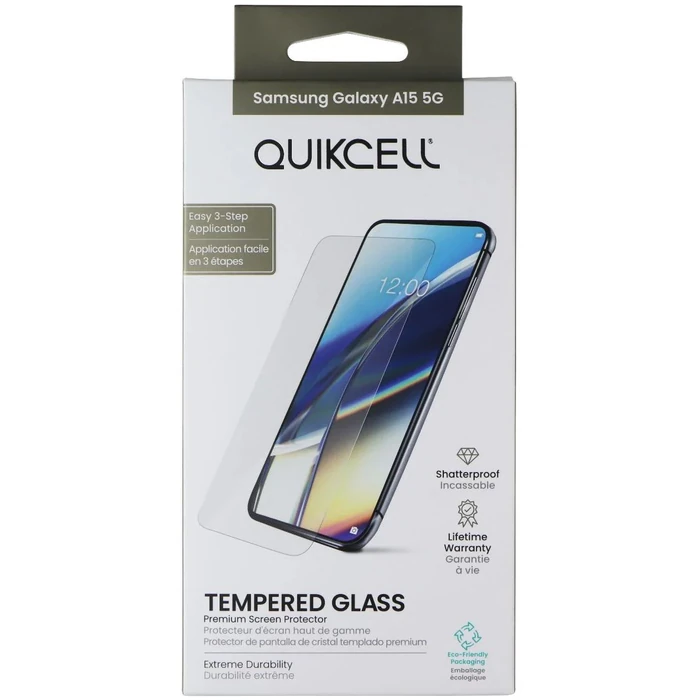 Quikcell Tempered Glass Screen Protector for Samsung Galaxy A15 5G - Clear by Quikcell - Refurbished - Brand New condition