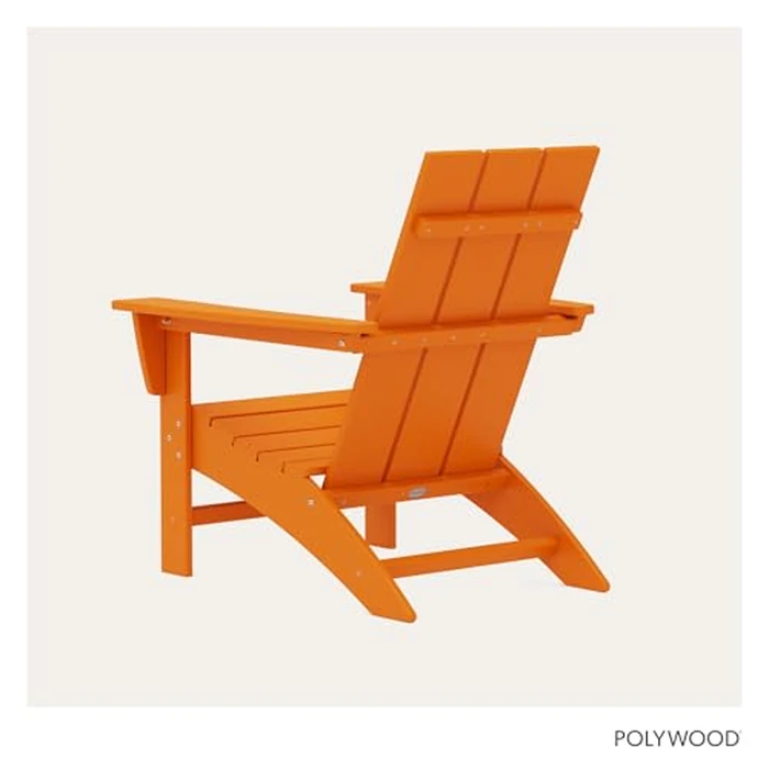 POLYWOOD Modern Adirondack Chair - All-Weather Outdoor Lawn Adirondack Chairs - HDPE, Fade-Resistant & Durable Outdoor Furniture - For Patio, Deck & Fire Pit Chairs - Tangerine by Polywood - Image 4