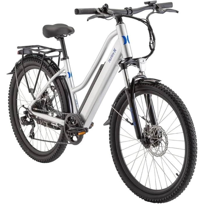 Hurley J-Bay E Electric E-Bike with 7 Speed and Disc Brakes - Silver by Hurley - Refurbished - Excellent condition - US$671.94