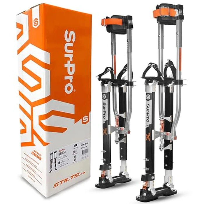 SurPro Double-Sided Drywall Stilts, Magnesium Base, 26” - 40” Height, QuadLock Contractor-Grade Stilts with Patented Flexion Foot System (S2X-M-2640) for Drywallers, Painters, Stilts Drywall by SurPro - Used - Very Good condition - CA$571.50
