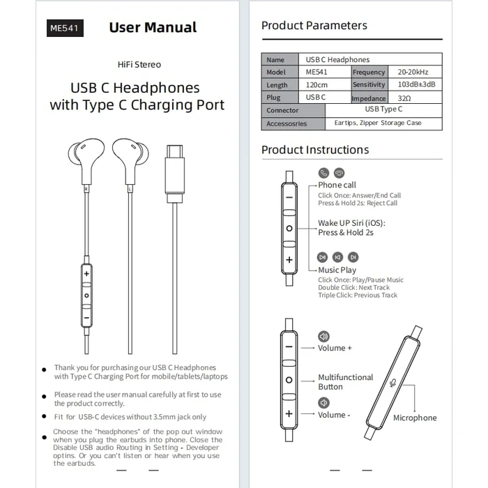 USB C Headphone for Samsung S26 S25 FE S24 A16 A17 Wired Earbuds Magnetic in-Ear Type C Earphone with Microphone Volume Control Bass Stereo Noise Canceling for iPhone 17 Pro Max 16 16e 15 Pixel 10a 9a by AFGHOA - Image 2