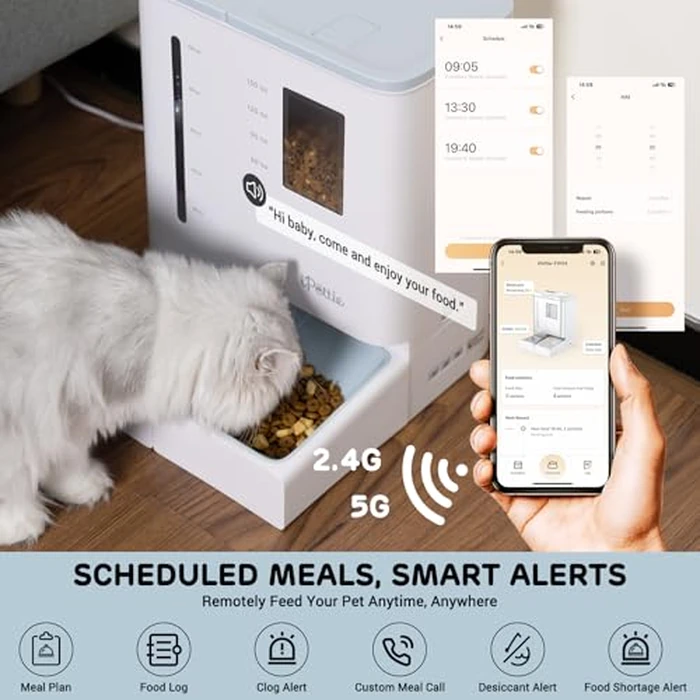 iPettie FW54 5G/2.4GHz WiFi Automatic Feeder and Waterer 2-in-1 Set for Pets, 300 oz Large Capacity for 2 Weeks, Perfect for Working Parents by iPettie - Image 3