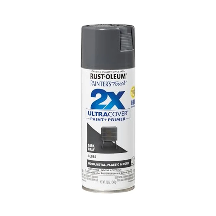 Rust-Oleum 249115 Painter's Touch 2X Ultra Cover Spray Paint, 12 oz, Gloss Dark Gray by Rust-Oleum - Used - Like New condition - US$4.88