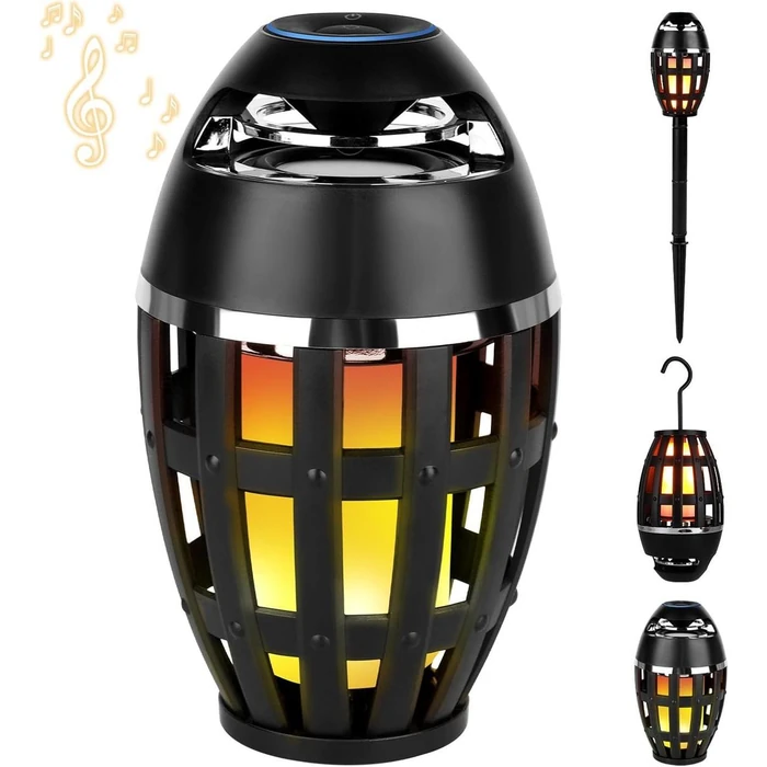 SS Sunsbell Outdoor Bluetooth Speaker Wireless 5.0 LED Flame Light - Black by SS Sunsbell - Refurbished - Excellent condition