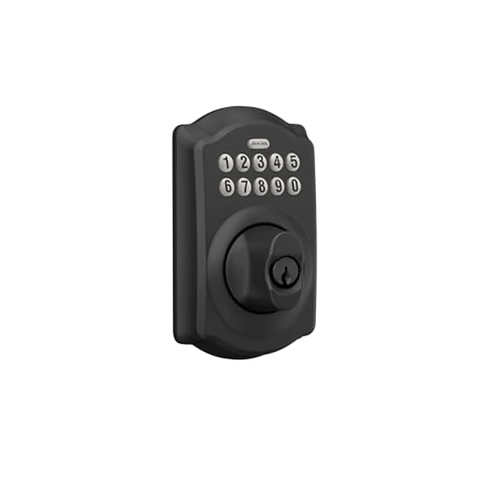 Schlage Camelot Electronic Keypad Deadbolt Lock, Keyless Front Door Entry, Mechanical Key Backup Included, Matte Black, BE365 CAM 622 by SCHLAGE - Image 2