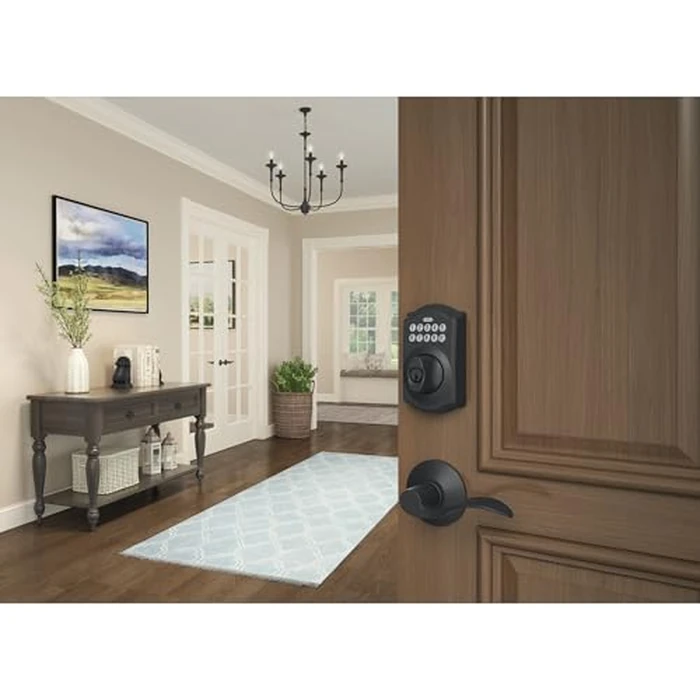 Schlage Camelot Electronic Keypad Deadbolt Lock, Keyless Front Door Entry, Mechanical Key Backup Included, Matte Black, BE365 CAM 622 by SCHLAGE - Image 5