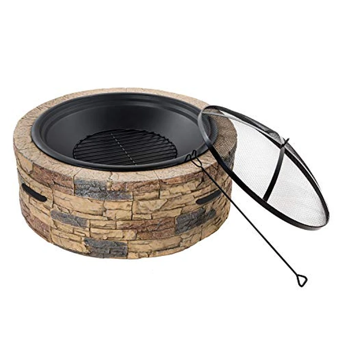 Sun Joe SJFP35-STN Cast Stone Fire Pit, 35-Inch by Sun Joe - Used - Very Good condition - CA$269.48