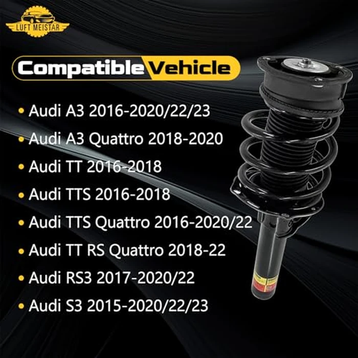 LUFT MEISTAR 8V0413029K Pair Front Shock Absorber Struts W/Electric Compatible with Audi A3 S3 2015-2023, RS3 2015-2022, 8V0413029K, 8V0413029P, 8V0413029, 8V0413029J, 8V0-413-029-P, 8V0-413-029-K by LUFT MEISTAR - Image 2