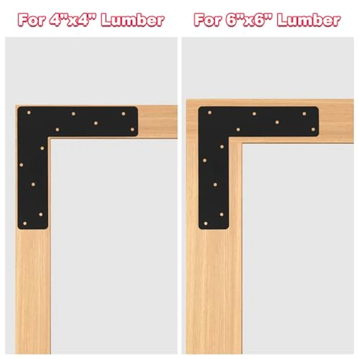 2 Pcs L Shape Flat Bracket. 12"x12" Mending Plate with Black Powder-Coated Right Angle Brackets, Corner Bracket, L Shape Plate Fit 4x4,6x6 for Repair House,Furniture,Pavilion,Truss framing by ICokin - Image 5