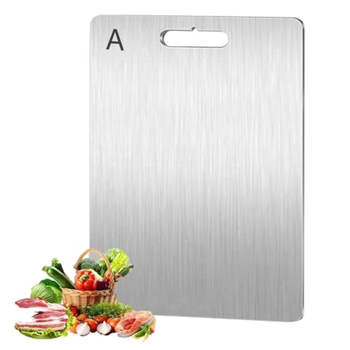 Titanium Cutting Board - 100% Pure A/B Double-Side Markings Titanium Chopping Board for Meat, Fruit, Vegetables, Bread by Broadtech - Used - Good condition - CA$14.95