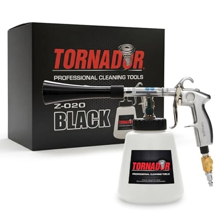 Tornador Black Z-020 Car Detailing Tool Includes 32oz Reservoir | Professional High-Pressure Cleaning Gun for Auto Interiors | Adjustable Air Regulator | Low Noise & Air Consumption | Durable Design by Tornador - Image 1