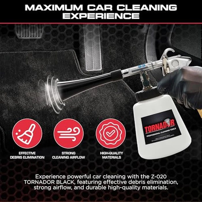 Tornador Black Z-020 Car Detailing Tool Includes 32oz Reservoir | Professional High-Pressure Cleaning Gun for Auto Interiors | Adjustable Air Regulator | Low Noise & Air Consumption | Durable Design by Tornador - Image 6