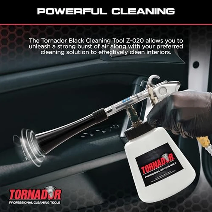 Tornador Black Z-020 Car Detailing Tool Includes 32oz Reservoir | Professional High-Pressure Cleaning Gun for Auto Interiors | Adjustable Air Regulator | Low Noise & Air Consumption | Durable Design by Tornador - Image 7
