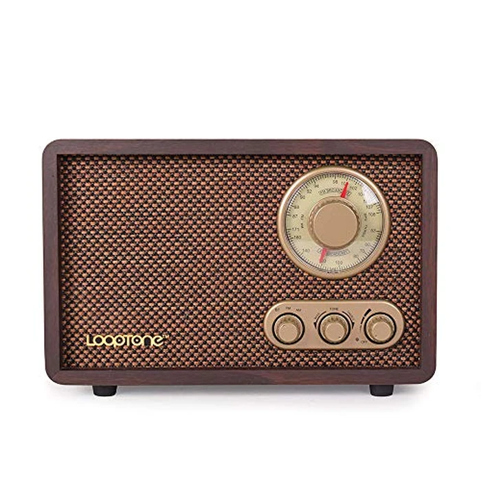 LoopTone FM AM Radio Retro Wood Radio with Bluetooth Play Mp3 and Antenna Built in Speaker for Kitchen Living Room by LoopTone - Image 1