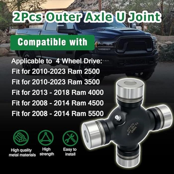 2Pcs Outer Axle U Joint Compatible with 2010-2023 Ram 2500 3500 for 2008-2014 Ram 4500 5500 4 Wheel Drive Replace for 228113 PT479 2AMGR428AC 68065428AC by repustor - Image 3