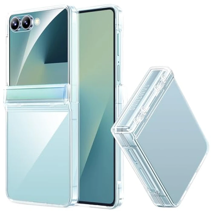 Miimall Thin for Samsung Flip 7 Case Clear, Anti Yellowing Tempered Glass Screen Protector & Military Grade Protection Ultra Slim Shockproof Heavy Duty Phone Bumper case for Z Flip 7 Cover, Clear by Miimall - Used - Like New condition - US$11.97