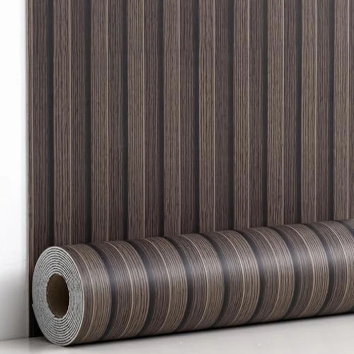 Haimin Wood Grain Slat Wall Panels Peel and Stick Faux Wood Thick Wallpaper 118"x15.75" Waterproof PET & IXPE Foam Paneling (Dark Brown) by Haimin - Image 1