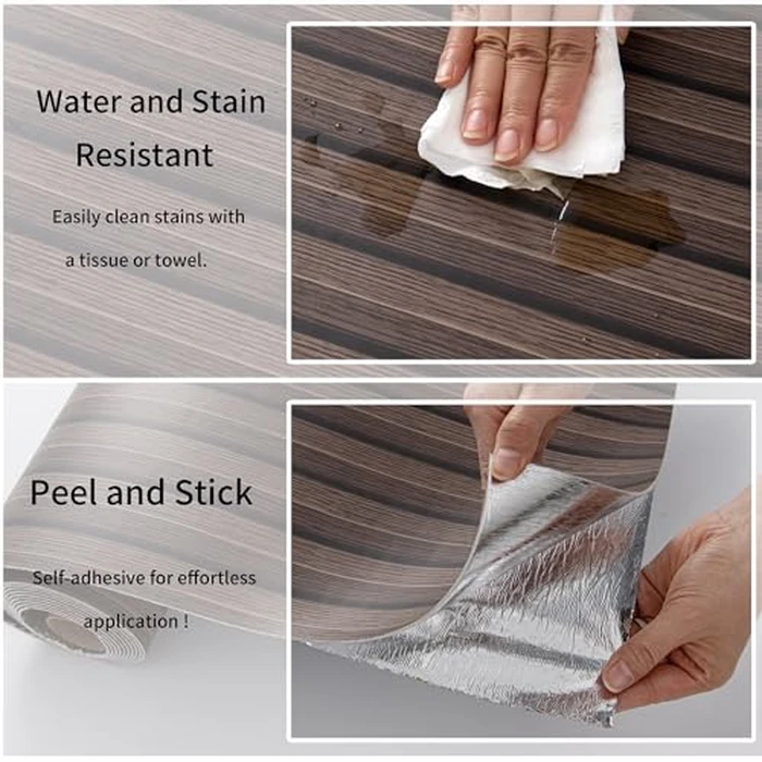 Haimin Wood Grain Slat Wall Panels Peel and Stick Faux Wood Thick Wallpaper 118"x15.75" Waterproof PET & IXPE Foam Paneling (Dark Brown) by Haimin - Image 5