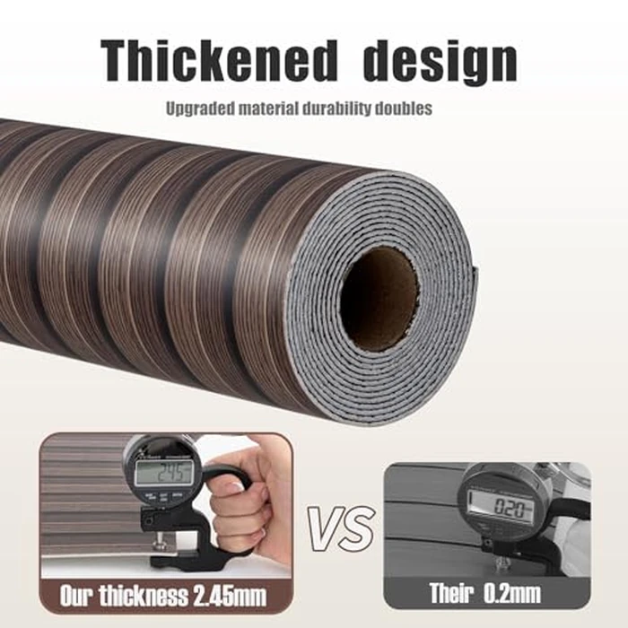 Haimin Wood Grain Slat Wall Panels Peel and Stick Faux Wood Thick Wallpaper 118"x15.75" Waterproof PET & IXPE Foam Paneling (Dark Brown) by Haimin - Image 6