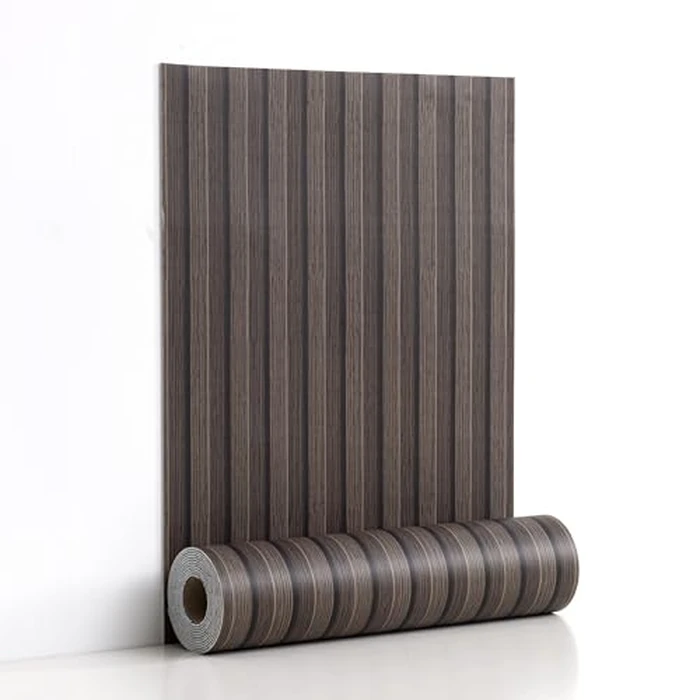 Haimin Wood Grain Slat Wall Panels Peel and Stick Faux Wood Thick Wallpaper 118"x15.75" Waterproof PET & IXPE Foam Paneling (Dark Brown) by Haimin - Image 9