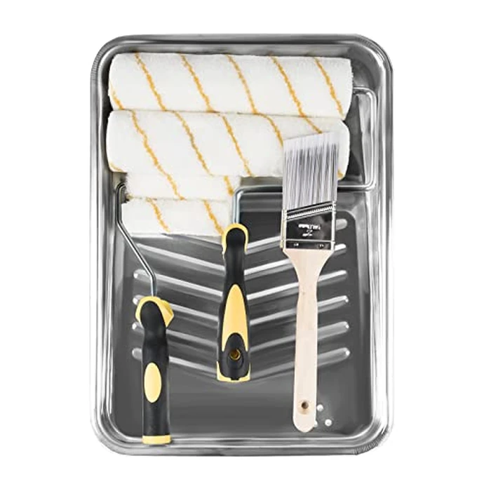 ETERNA Paint Roller Kit, 9 Pieces Paint Supplies for House Painting, with Metal Paint Tray&9 inch+4 inch Paint Rollers&Cover&Frame&Brush, Perfect for Wall Decorating Home DIY Improvement by ETERNA - Used - Like New condition