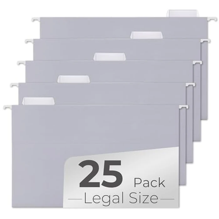 Y YOMA 25 Pack Colored Hanging File Folders Legal Size Decorative Hanging Folder Cute Pretty File Folder for Filing Cabinet Office Home with 1/5-Cut Adjustable Tabs, Morandi Blue by Y YOMA - Image 1