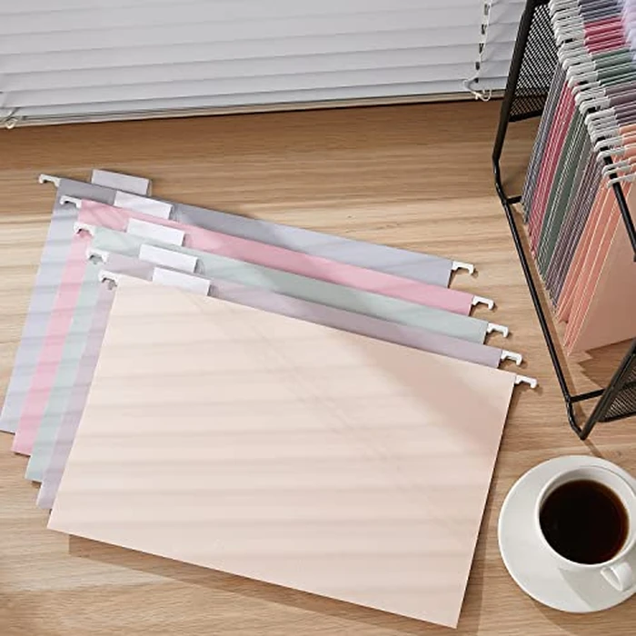 Y YOMA 25 Pack Colored Hanging File Folders Legal Size Decorative Hanging Folder Cute Pretty File Folder for Filing Cabinet Office Home with 1/5-Cut Adjustable Tabs, Morandi Blue by Y YOMA - Image 8