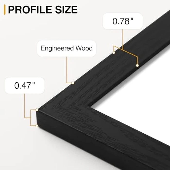 Vittanly 8x10 Picture Frames Set of 9, Shatter Resistant Plexiglass, Display 5x7 Pictures with Mat or 8x10 without Mat, Photo Frames for Wall or Tabletop, Engineered Wood, Black by Vittanly - Image 7