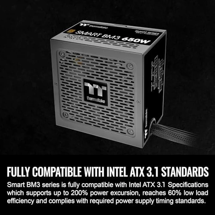 Thermaltake Smart BM3 650W 80Plus Bronze ATX 3.1 & PCIE 5 Ready Semi-Modular Power Supply; 105 degreesC/221 degreesF Japanese Capacitor; 5 Year Warranty; PS-SPD-0650MNFABU-3 by Thermaltake - Image 4