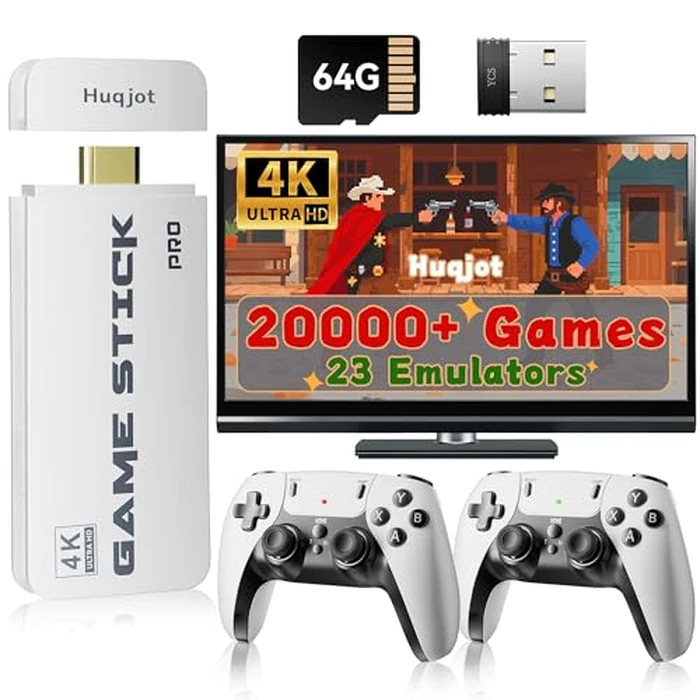 Retro Gaming Console Upgraded with 4K HDMI, 20000+ Retro Games, 23 Emulators, Plug & Play, Dual 2.4G Controllers by Huqjot - Used - Like New condition