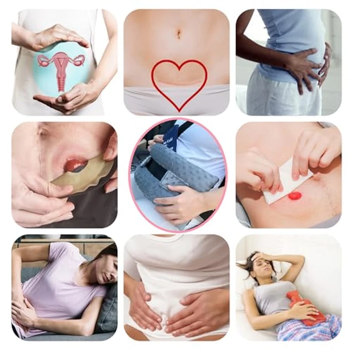 D. Cozy Hysterectomy Pillow Post Surgery Hysterectomy Recovery Must Haves Gifts Seatbelt Pillows with Pocket for Hot Cold Pack, After Surgery Abdominal Tummy Tuck Car Pillow Minky Dot Dark Gray by D. Cozy - Image 8