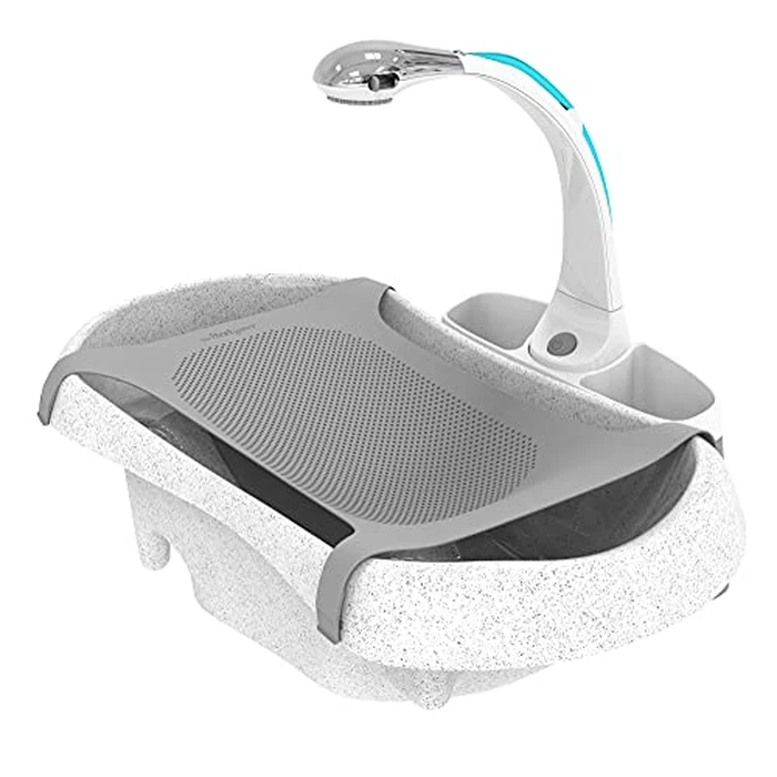 The First Years Rain Shower Baby Spa Bathtub Set - Includes Infant Sling, Soothing Spray Shower Head, Fresh Water Tank and Built-in Soft Brush - 3-in-1 Newborn to Toddler Design -Baby Bath Essentials by The First Years - Used - Very Good condition - US$46.23