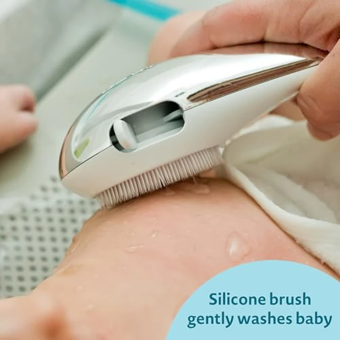 The First Years Rain Shower Baby Spa Bathtub Set - Includes Infant Sling, Soothing Spray Shower Head, Fresh Water Tank and Built-in Soft Brush - 3-in-1 Newborn to Toddler Design -Baby Bath Essentials by The First Years - Image 7