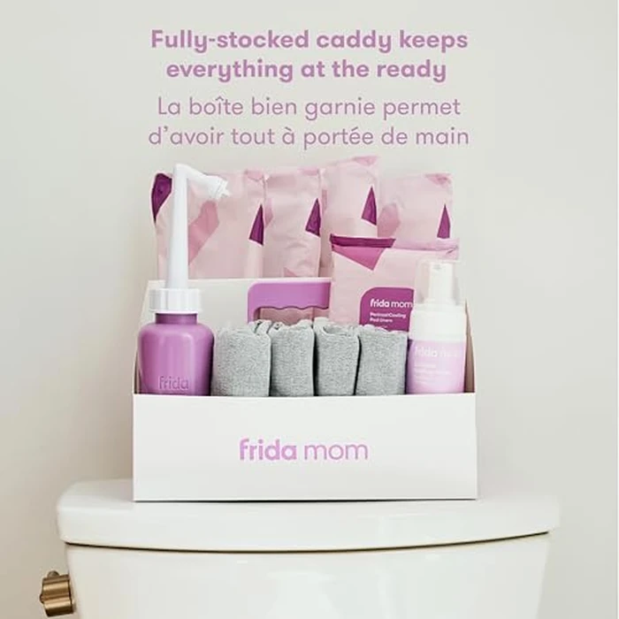 Frida Mom 15pc Labor, Delivery, & Postpartum Kit Gift Set for Baby Showers & Mom to Be, Includes Peri Bottle, Nursing Gown, Disposable Underwear, Ice Maxi Pads, Pad Liners, Perineal Foam, Socks & Toiletry Bag by Frida Baby - Image 5