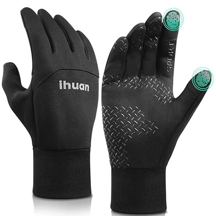 ihuan Winter Waterproof Gloves for Men Women Warm Running Cycling Snow Ski Gloves for Cold Weather, Thermal Windproof Material and Touch Screen Finger for Driving Snowboarding by ihuan - Image 1