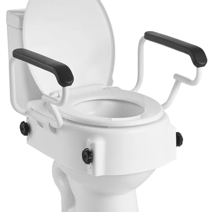 VEVOR Raised Toilet Seat with Arms, 300 lbs Load Capacity, 3-Level Adjustable Height, Widened Commode Elevated Toilet Seat Riser with Padded Handles for Seniors, Elderly, Handicap, Disabled, Adults by VEVOR - Used - Very Good condition - US$64.33