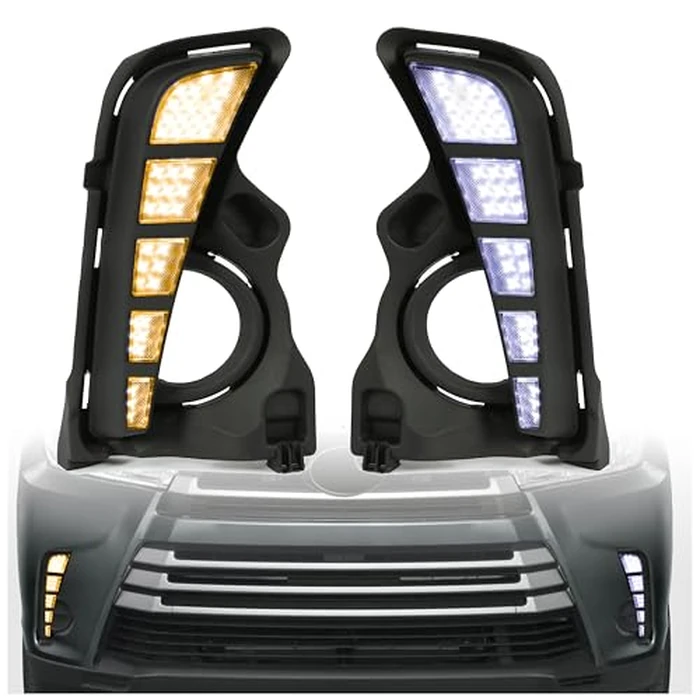 HECASA LED Daytime Running Light Fog Lamp Compatible with 2017-2019 Toyota Highlander DRL Turn Signal Replacement W/O Bundles 2Pcs by HECASA - Image 1