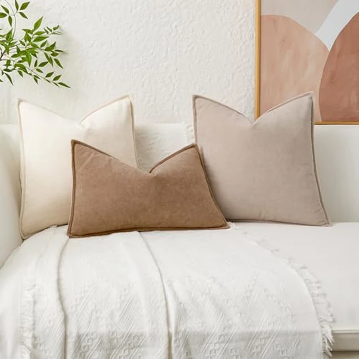 Kevin Textile Waterproof Decorative Pillow Covers Cream White 18x18 Inch Pack of 2 Soft Boucle Textured Throw Pillowcases Elegant Accent Pillows for Couch Sofa Chair Bed Home Decor Indoor Outdoor by K KEVIN TEXTILE - Image 5