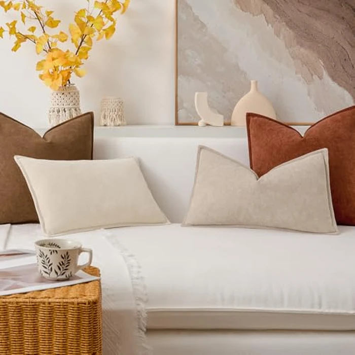 Kevin Textile Waterproof Decorative Pillow Covers Cream White 18x18 Inch Pack of 2 Soft Boucle Textured Throw Pillowcases Elegant Accent Pillows for Couch Sofa Chair Bed Home Decor Indoor Outdoor by K KEVIN TEXTILE - Image 7