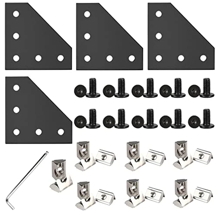 4Set 4040 Corner Bracket 5 Hole L Shape Joint Plates Set for 4040 Aluminum Extrusion Accessories Black(L) by IXGNIJ - Used - Like New condition - US$27.69