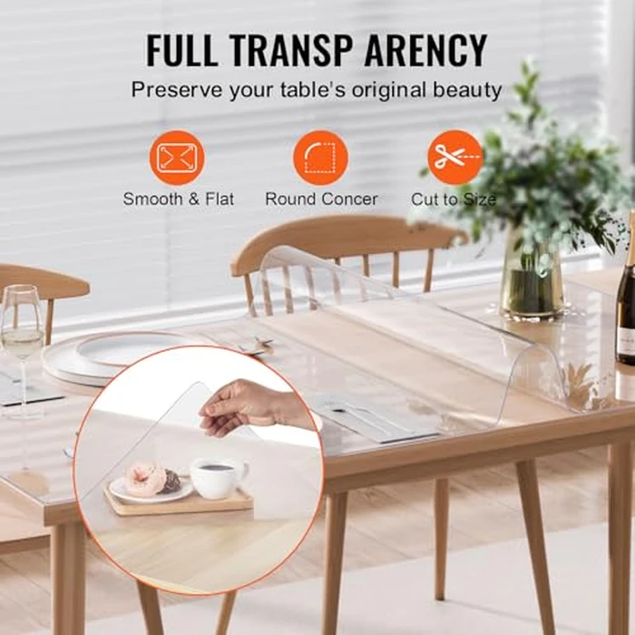 VEVOR Plastic Table Cover, 36 x 54 Inch 1.5 mm Thick Clear Table Protector, Rectangle PVC Desk Mat, Waterproof & Easy Cleaning Desk Pad Tablecloth, for Office Dresser Dining Room Table Night Stand by VEVOR - Image 5