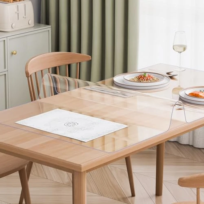 VEVOR Plastic Table Cover, 36 x 54 Inch 1.5 mm Thick Clear Table Protector, Rectangle PVC Desk Mat, Waterproof & Easy Cleaning Desk Pad Tablecloth, for Office Dresser Dining Room Table Night Stand by VEVOR - Image 8