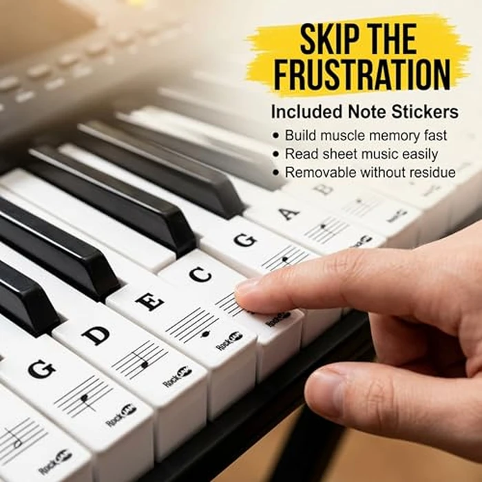 RockJam 61-Key Compact Keyboard Piano with LED Display, Keynote Stickers & Lessons by RockJam - Image 6