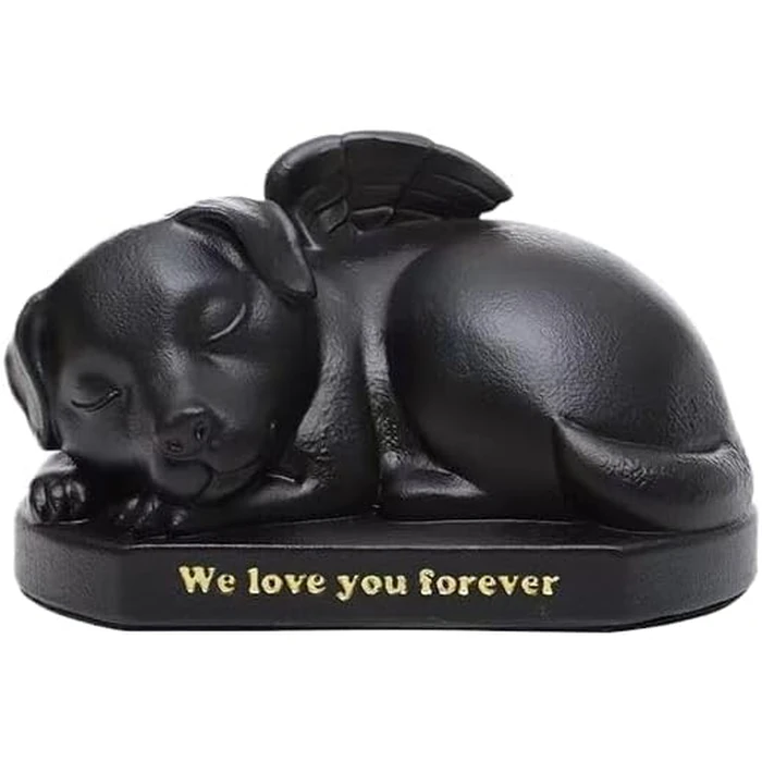 Dog Shape urn Ashes Pet Loss Sympathy Bereavement Remembrance Gift, Black Sleeping Dog Urns for Dog Ashes, Funeral Cremation Angel Keepsake Memory Box for Love Dogs 7.1" by Jero.Ted - Used - Acceptable condition