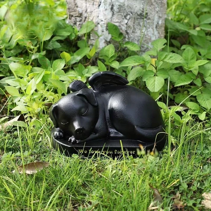 Dog Shape urn Ashes Pet Loss Sympathy Bereavement Remembrance Gift, Black Sleeping Dog Urns for Dog Ashes, Funeral Cremation Angel Keepsake Memory Box for Love Dogs 7.1" by Jero.Ted - Image 2