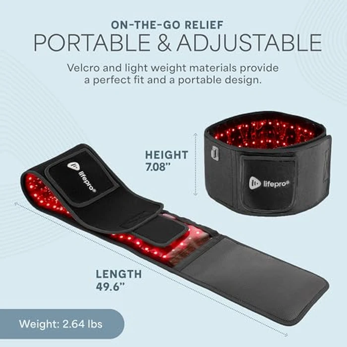 Lifepro Red Light Therapy Belt - Infrared Red Light Therapy for Body, Back and Shoulder with Triple Chip LEDs, Allevared Belt with 660nm & 850nm Wavelengths - for Daily Comfort & Wellness Support by LifePro - Image 4