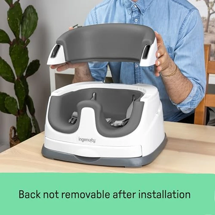 Ingenuity Baby Base 2-in-1 Booster Feeding and Floor Seat with Self-Storing Tray - Slate by Ingenuity - Image 4